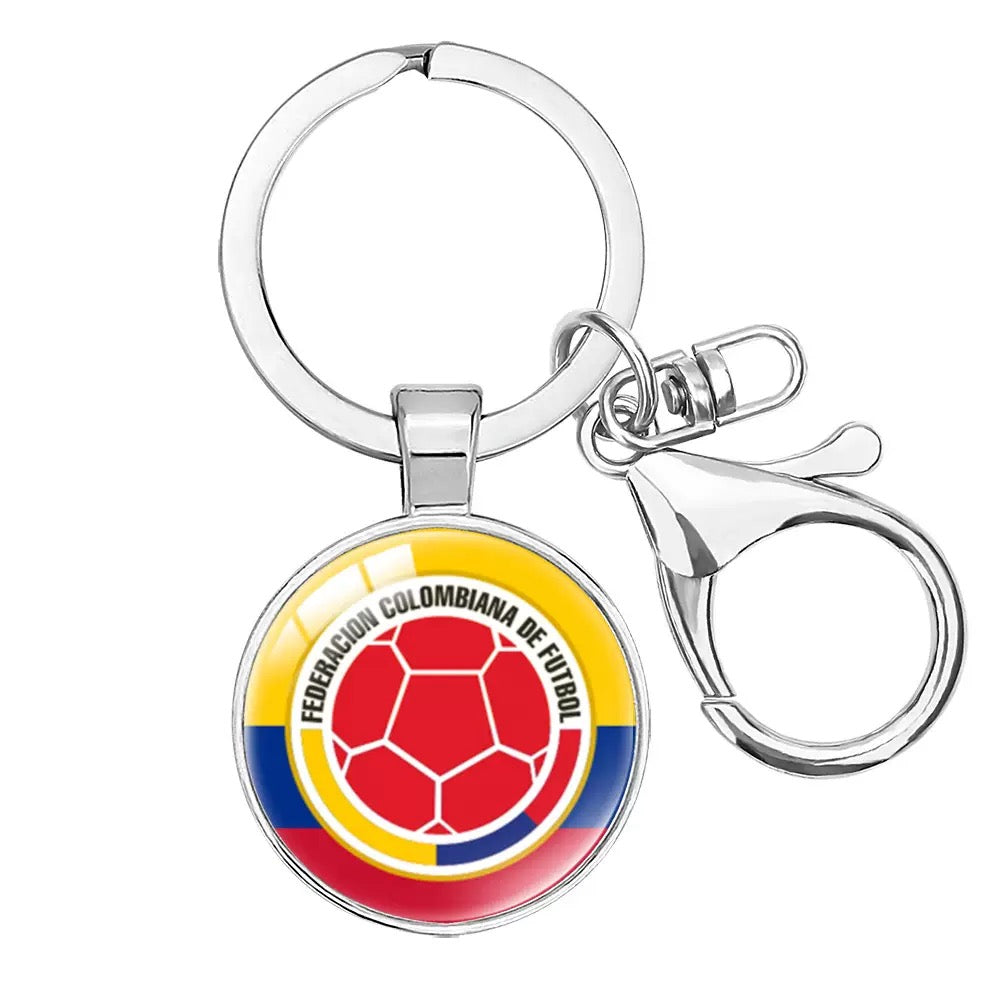 Llavero de la Bandera de Colombia – Llavero con Colgante Redondo de Cristal y Mosquetón Metálico