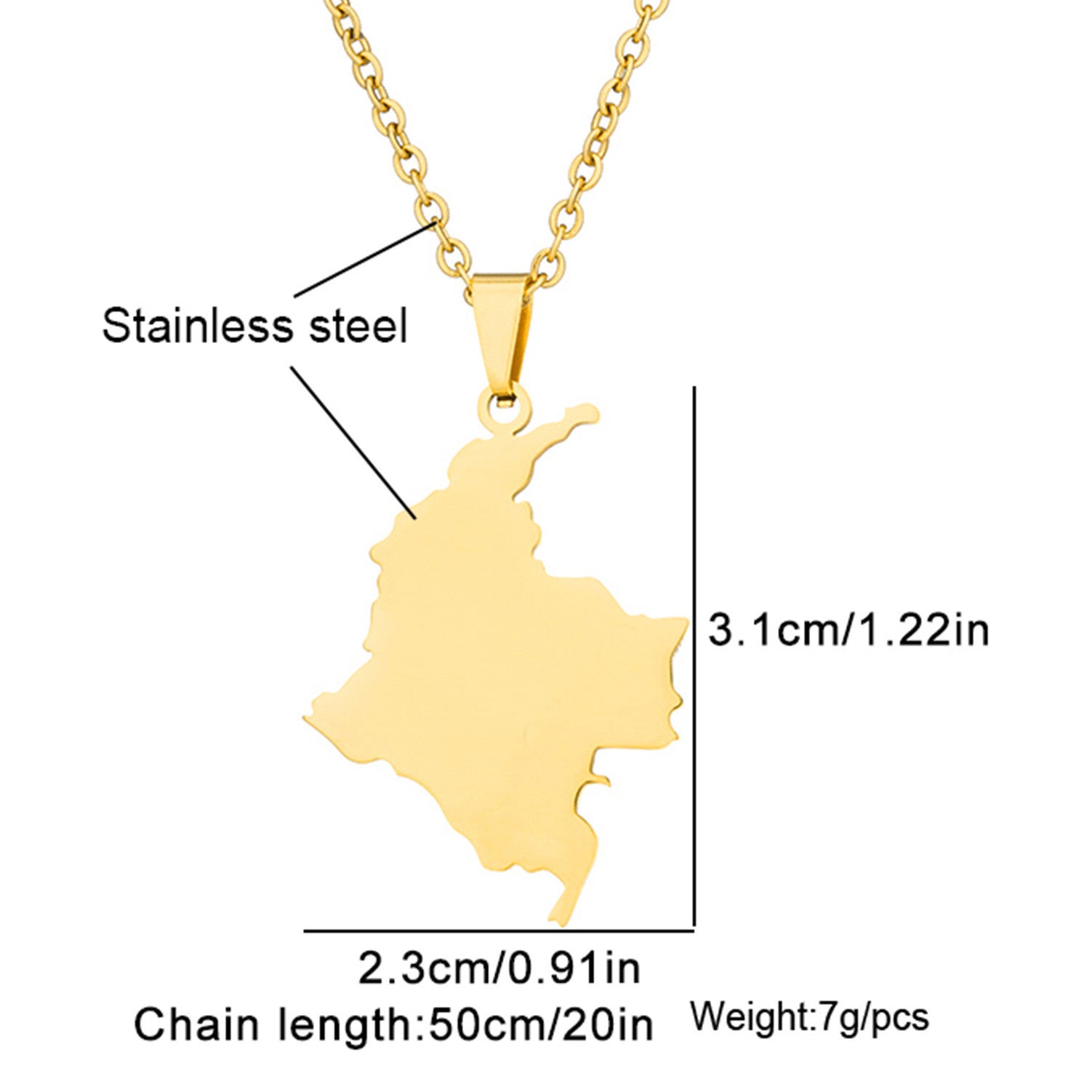 Colombia Map Necklace