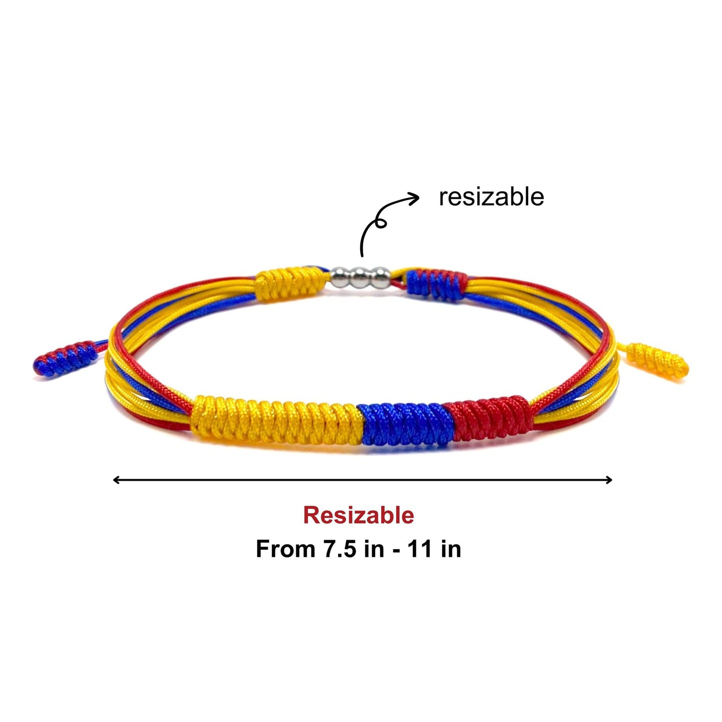 Pulsera de la bandera de Colombia – Brazalete tricolor ajustable