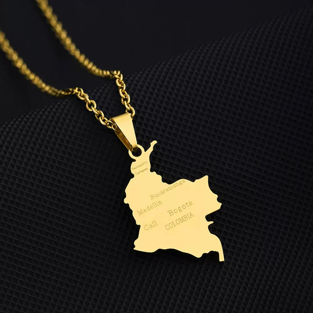 Colombia Map Necklace – Gold – Camiseta De Colombia 2026
